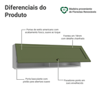 Armário Aéreo 100 cm 1 Porta Basculante Branco/Verde Vik Madesa