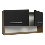 Armário Aéreo Cozinha 105cm 2 Portas 1 Nicho Rustic/Preto Emilly Madesa