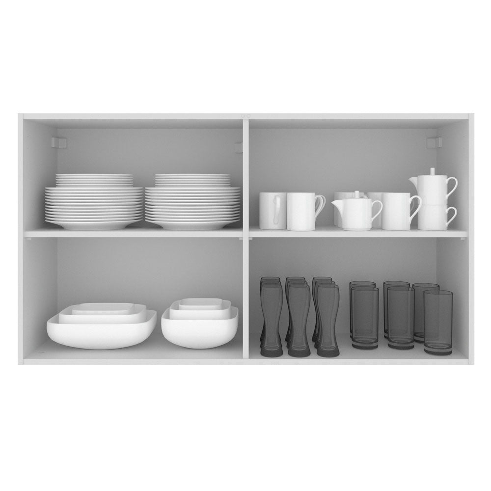 Armário Aéreo Madesa Glamy 120 cm 2 Portas com Vidro Branco/Crema