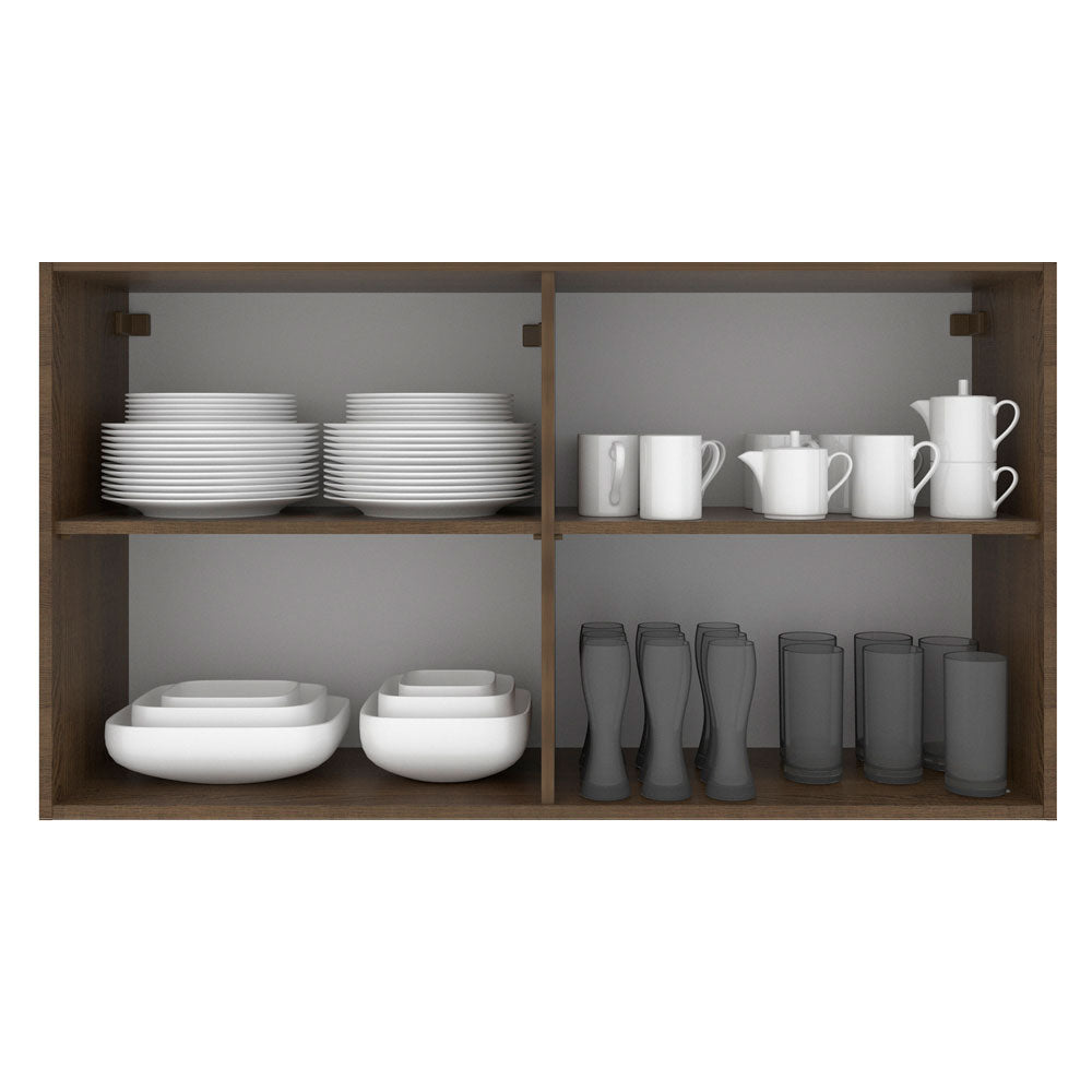 Armário Aéreo Madesa Glamy 120 cm 2 Portas com Vidro Rustic