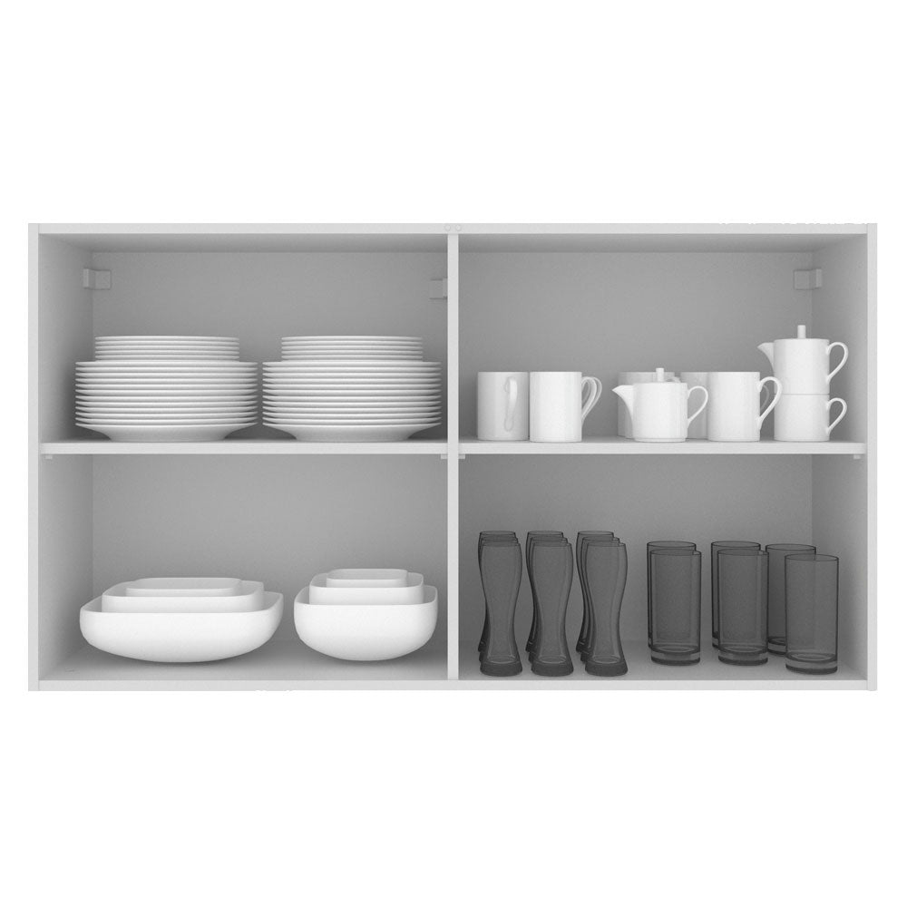 Armário Aéreo Madesa Acordes 100% MDF 120 cm 2 Portas Vidro Reflex Branco/Rustic