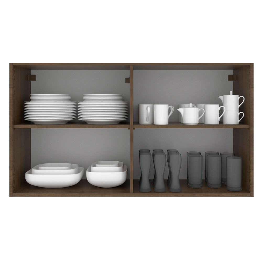 Armário Aéreo Madesa Glamy 120 cm 2 Portas com Vidro Rustic/Branco