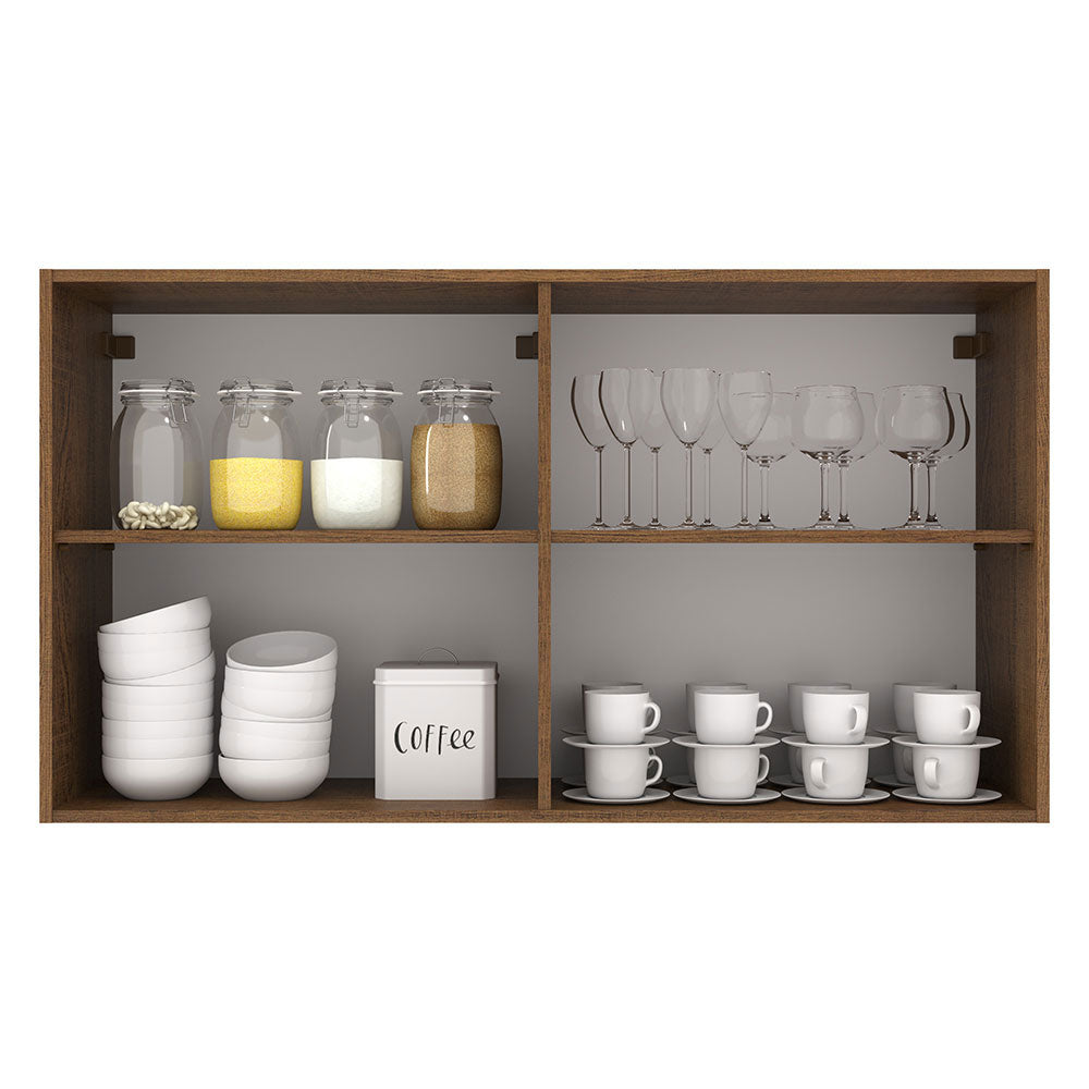 Armário Aéreo Madesa Agata 120 cm 2 Portas Rustic/Branco