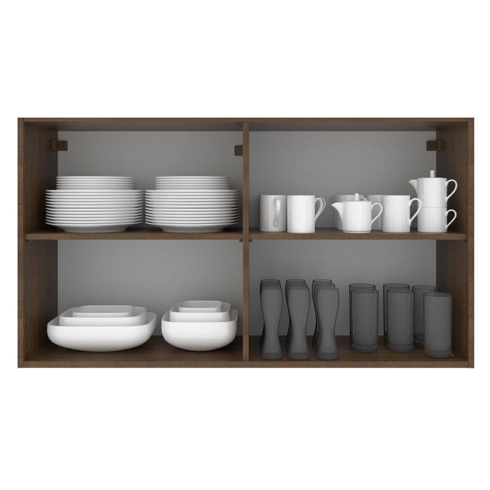 Armário Aéreo Madesa Stella 120 cm 2 Portas Rustic/Branco