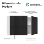Armário Aéreo Madesa Lux 120 cm 2 Portas Branco/Preto