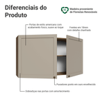 Armário Aéreo 120 cm 2 Portas Rustic/Crema Vik Madesa