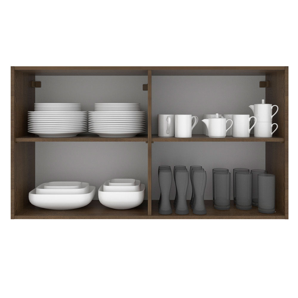 Armário Aéreo Madesa Glamy 120 cm 2 Portas Rustic/Preto