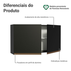 Armário Aéreo Madesa Reims 120 cm 2 Portas Preto
