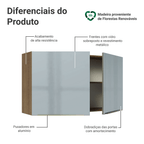 Armário Aéreo Madesa Lux 120 cm 2 Portas Rustic/Cinza