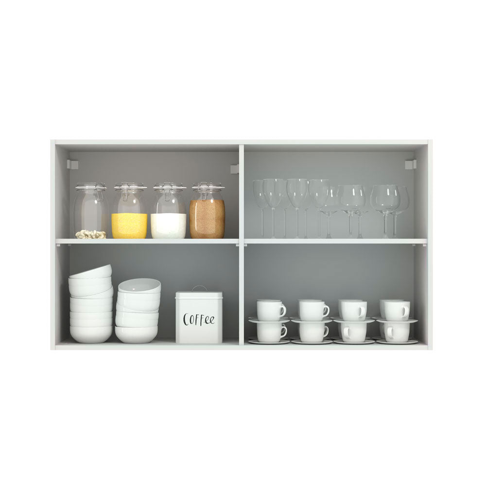 Armário Aéreo Madesa Lux 120 cm 2 Portas Branco/Cinza