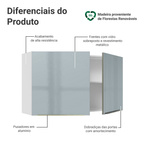 Armário Aéreo Madesa Lux 120 cm 2 Portas Branco/Cinza