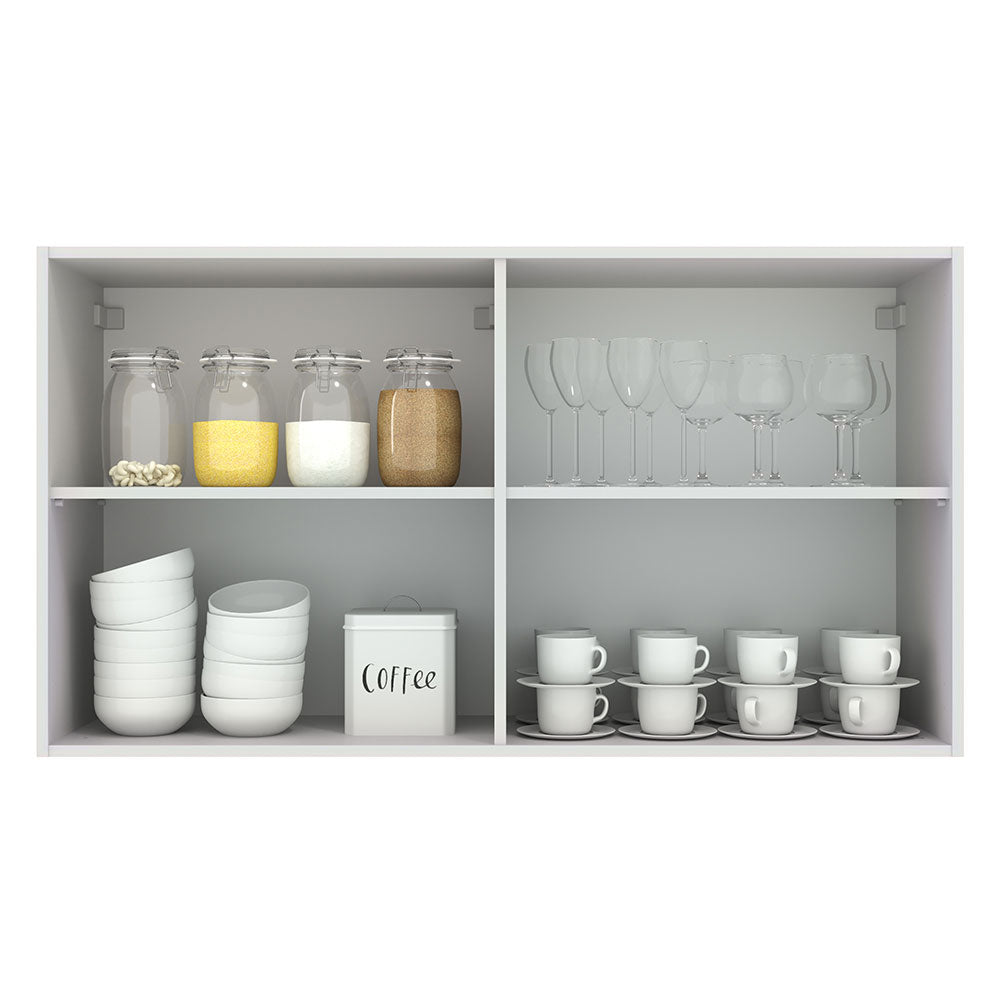 Armário Aéreo Madesa Agata 120 cm 2 Portas Branco/Cinza
