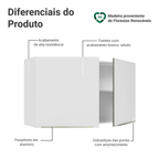 Armário Aéreo Madesa Lux 120 cm 2 Portas Branco/Branco Veludo