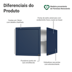 Armário Aéreo 120 cm 2 Portas Branco/Azul Vik Madesa