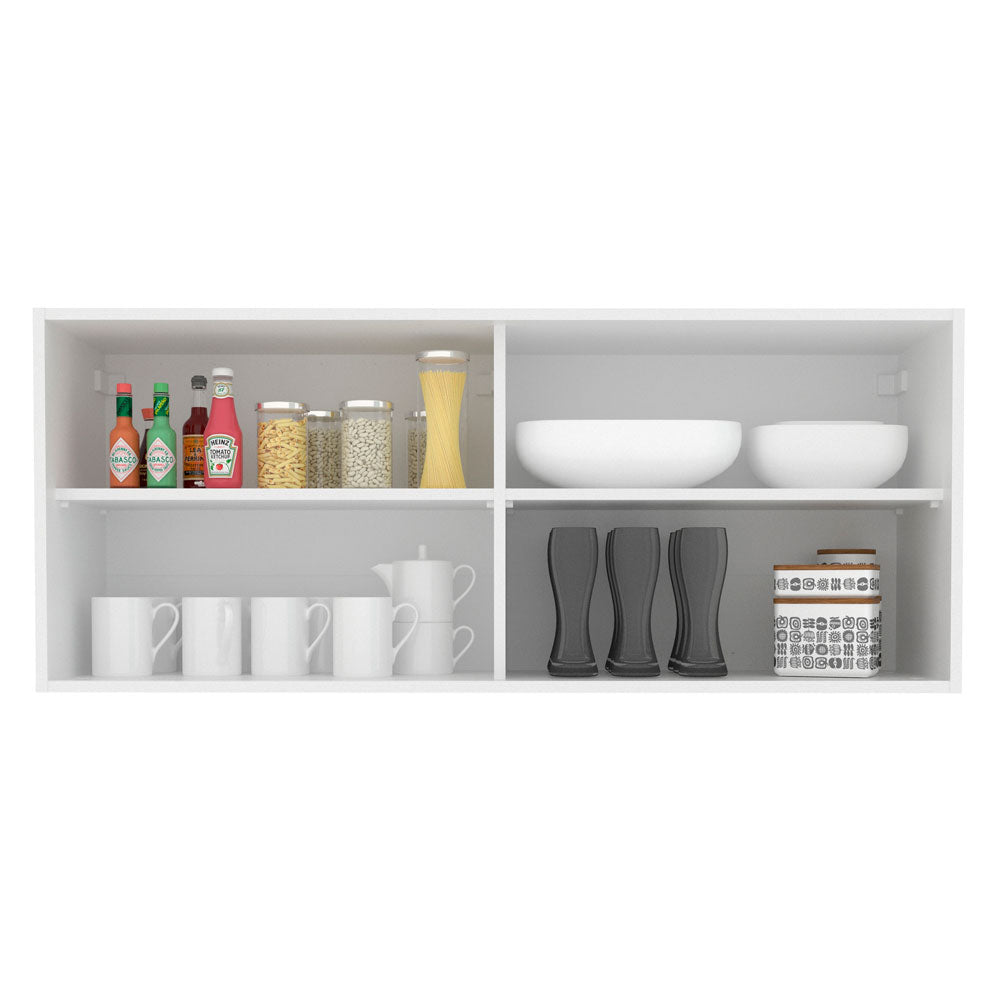 Armário Aéreo Madesa 2 Portas de Correr de Vidro para Cozinhas Glamy, Lux e Reims Branco