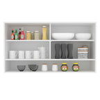 Armário Aéreo 2 Portas de Correr de Vidro Reflex e 1 Nicho para Cozinhas Glamy, Lux, Agata e Reims Madesa Branco