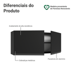 Armário Aéreo 120 cm 2 Portas Preto Nice Madesa
