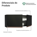Armário Aéreo de Cozinha 120 x 50 cm 2 Portas Preto Madesa Reims