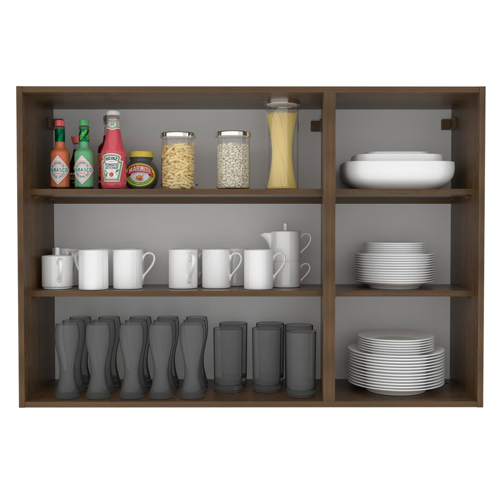 Armário Aéreo Madesa Lux 120 cm 3 Portas Rustic/Cinza