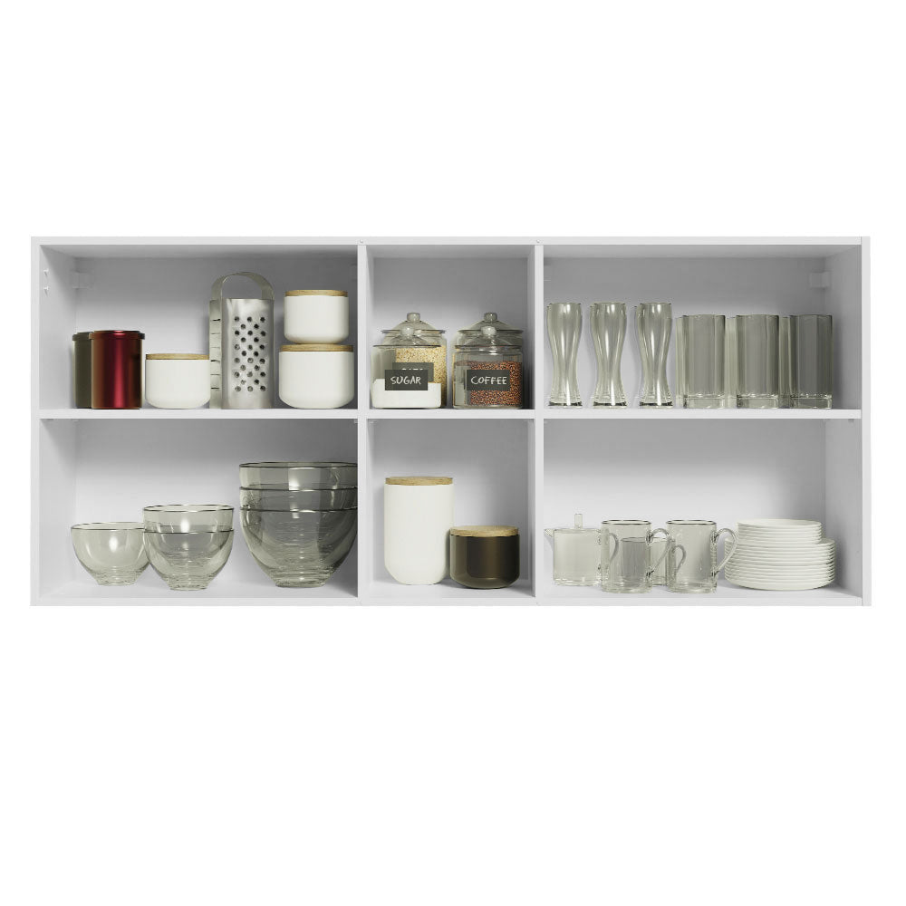 Armário Aéreo 150 cm 2 Portas e 2 Nichos Branco/Crema Agata Madesa