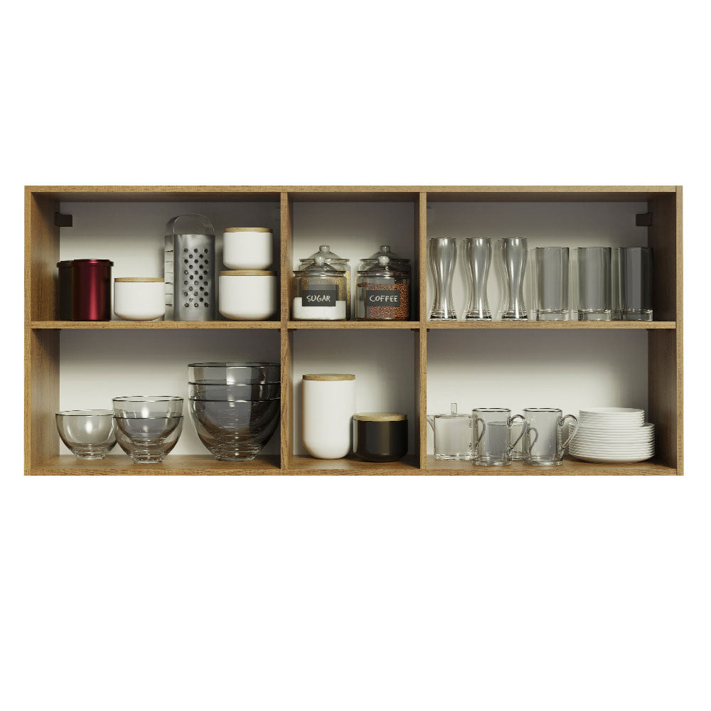 Armário Aéreo Madesa Glamy 150 cm 2 Portas e 2 Nichos Rustic/Branco