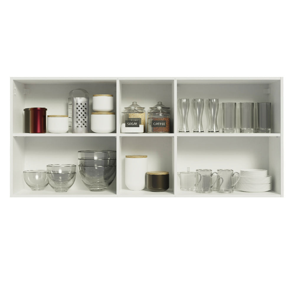 Armário Aéreo Madesa Agata 150 cm 2 Portas e 2 Nichos Branco/Cinza