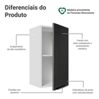 Armário Aéreo Madesa Lux 35 cm 1 Porta Branco/Preto