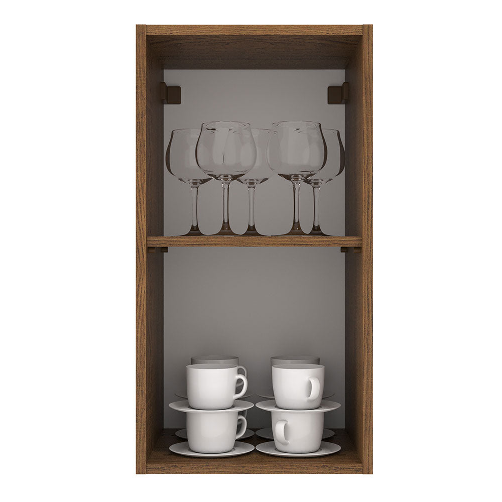 Armário Aéreo Madesa Agata 35 cm 1 Porta Rustic/Preto