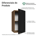 Armário Aéreo 35 cm 1 Porta Rustic/Preto Vik Madesa