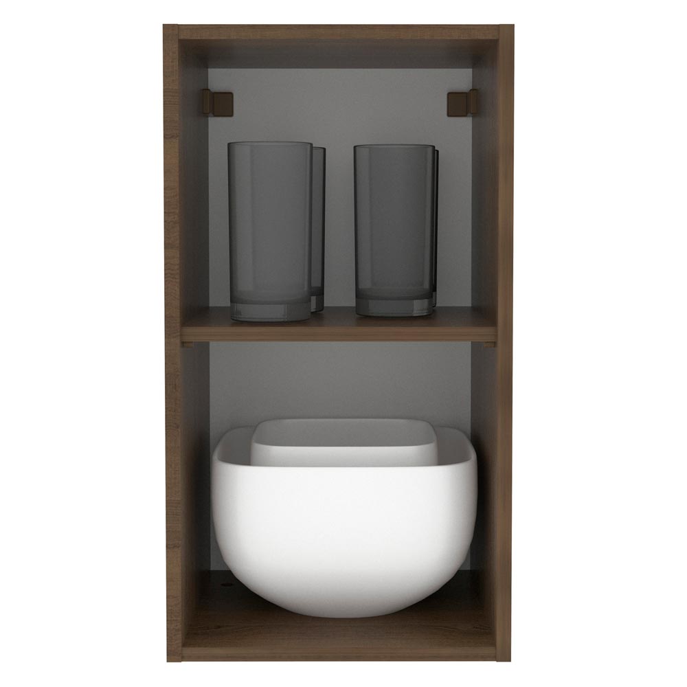 Armário Aéreo Madesa Lux 35 cm 1 Porta Rustic/Cinza