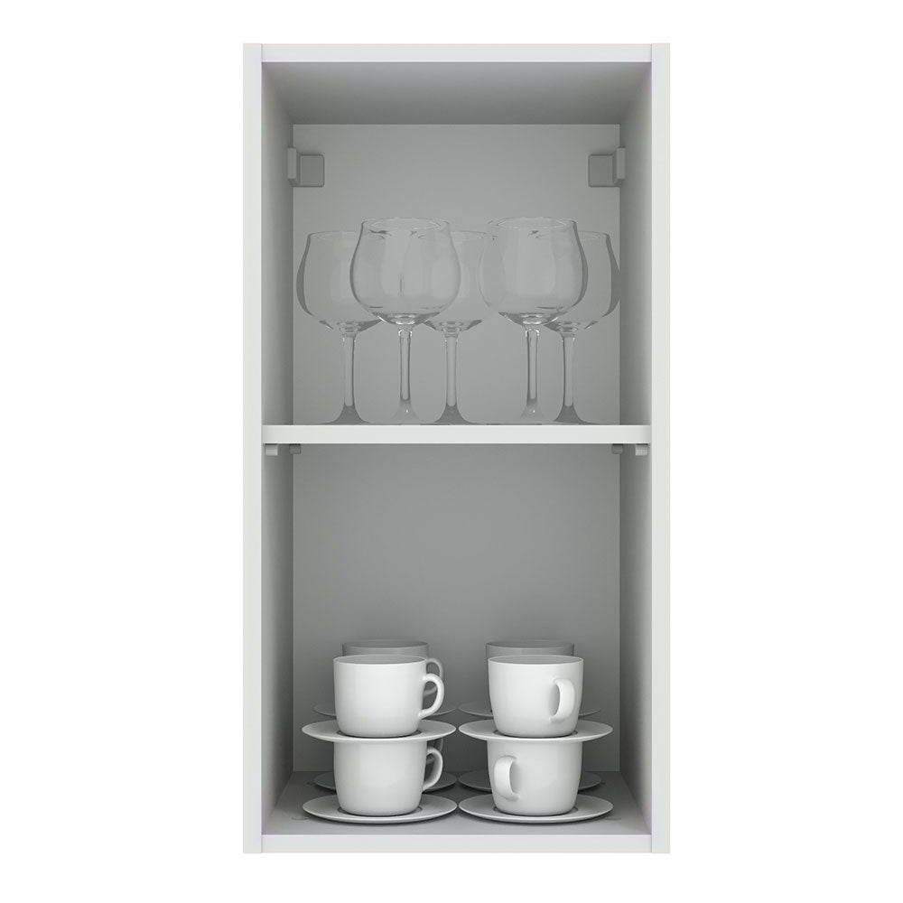 Armário Aéreo Madesa Agata 35 cm 1 Porta Branco/Cinza