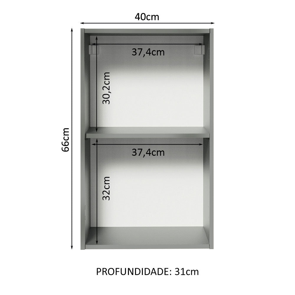 Armário Aéreo 40 cm 1 Porta Cinza Nice Madesa