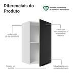 Armário Aéreo Madesa Lux 40 cm 1 Porta Branco/Preto