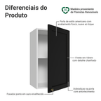 Armário Aéreo 40 cm 1 Porta Branco/Preto Vik Madesa