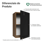 Armário Aéreo 40 cm 1 Porta Rustic/Preto Vik Madesa