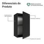 Armário Aéreo 40 cm 1 Porta Preto Nice Madesa