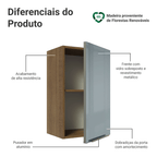 Armário Aéreo Madesa Lux 40 cm 1 Porta Rustic/Cinza