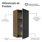 Armário Aéreo Madesa Lux 40 x 83 cm 1 Porta Rustic/Preto