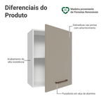 Armário Aéreo 50cm 1 Porta Branco/Crema Agata Madesa