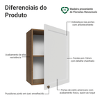 Armário Aéreo 50cm 1 Porta Rustic/Branco Vik Madesa