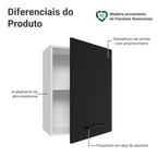 Armário Aéreo 50cm 1 Porta Branco/Preto Agata Madesa