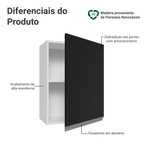 Armário Aéreo 50cm 1 Porta Branco/Preto Glamy Madesa