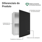 Armário Aéreo 50cm 1 Porta Branco/Preto Lux Madesa