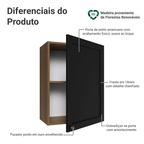 Armário Aéreo 50cm 1 Porta Rustic/Preto Vik Madesa