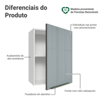 Armário Aéreo 50cm 1 Porta Branco/Cinza Lux Madesa