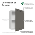 Armário Aéreo 50cm 1 Porta Branco/Cinza Vik Madesa