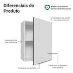 Armário Aéreo 50cm 1 Porta Branco/Branco Veludo Lux Madesa