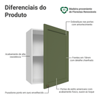 Armário Aéreo 50cm 1 Porta Branco/Verde Vik Madesa