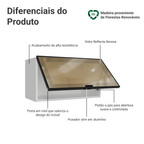 Armário Aéreo de Cozinha 1 Porta Basculante 60 cm Branco/Preto Vidro Reflecta Bronze Vinil Madesa