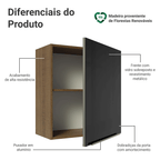 Armário Aéreo Madesa Lux 60 cm 1 Porta Rustic/Preto